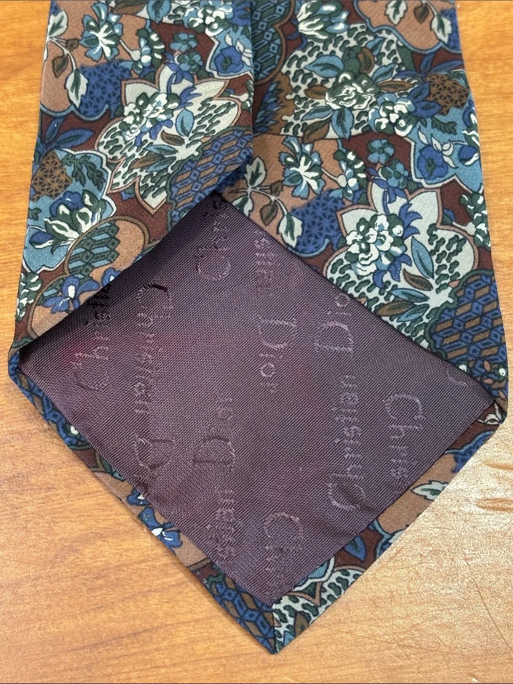 CHRISTIAN DIOR MONSIEUR MEN’S VINTAGE NECKTIE NEUTRAL ABSTRACT FLORAL PATTERN
